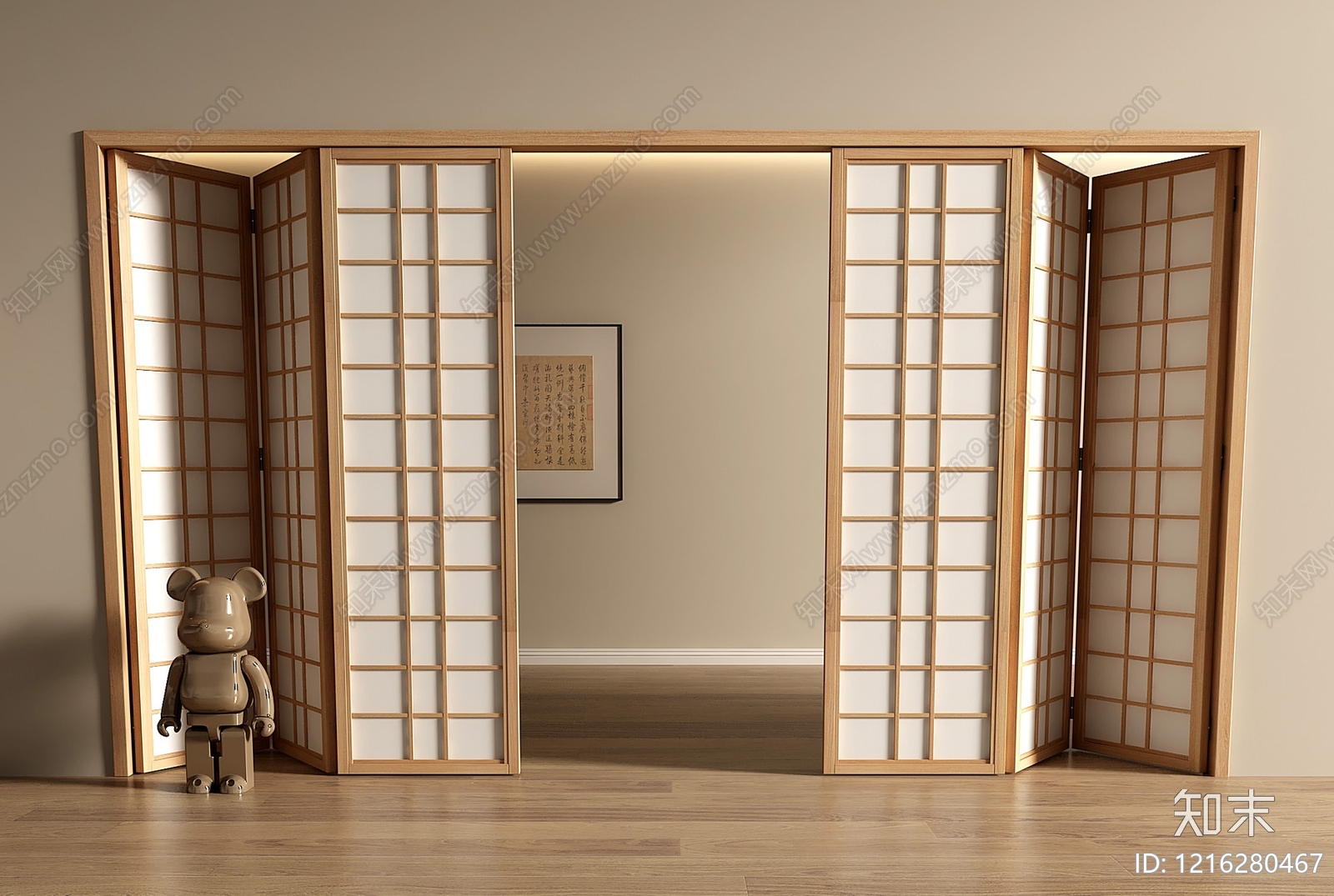 日式折叠门3D模型下载【ID:1216280467】