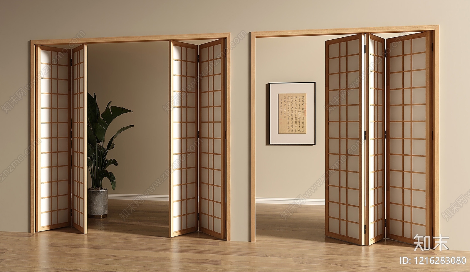 日式折叠门3D模型下载【ID:1216283080】