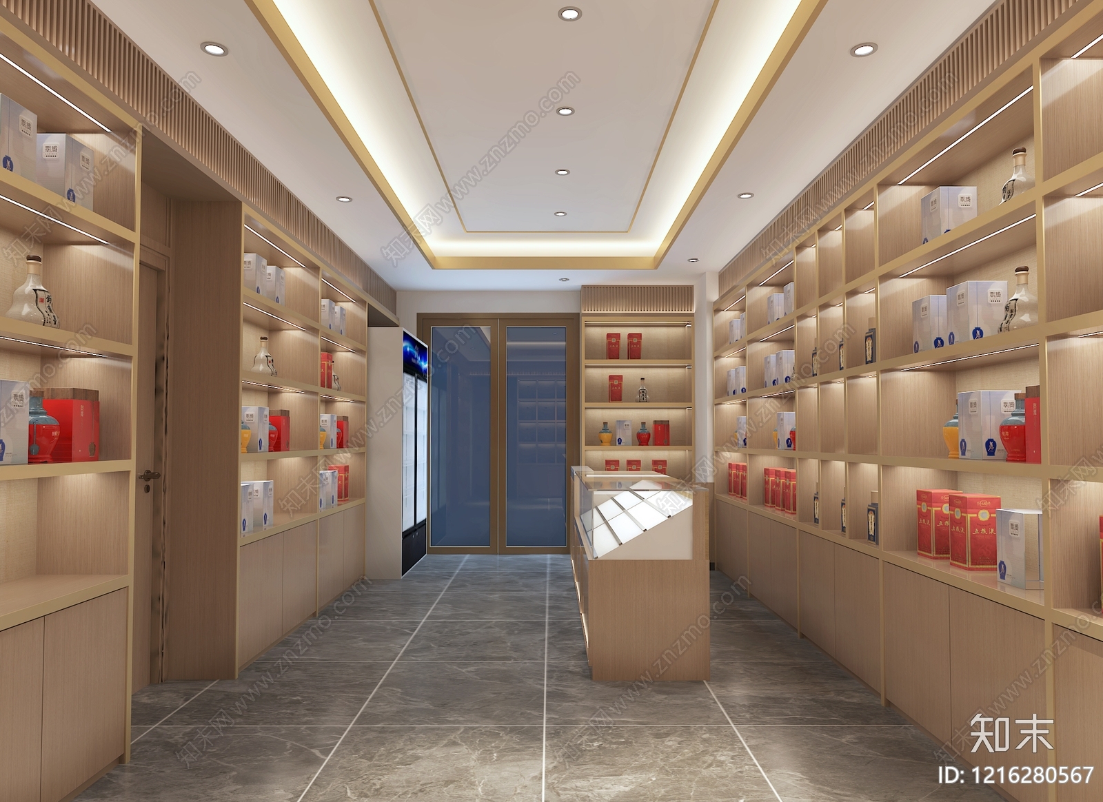 新中式烟酒店3D模型下载【ID:1216280567】