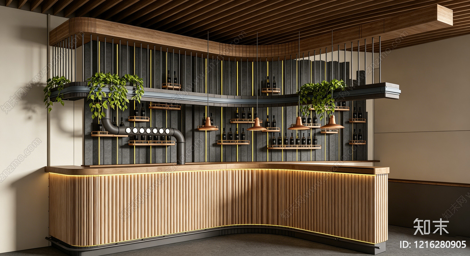 现代原木风酒吧SU模型下载【ID:1216280905】