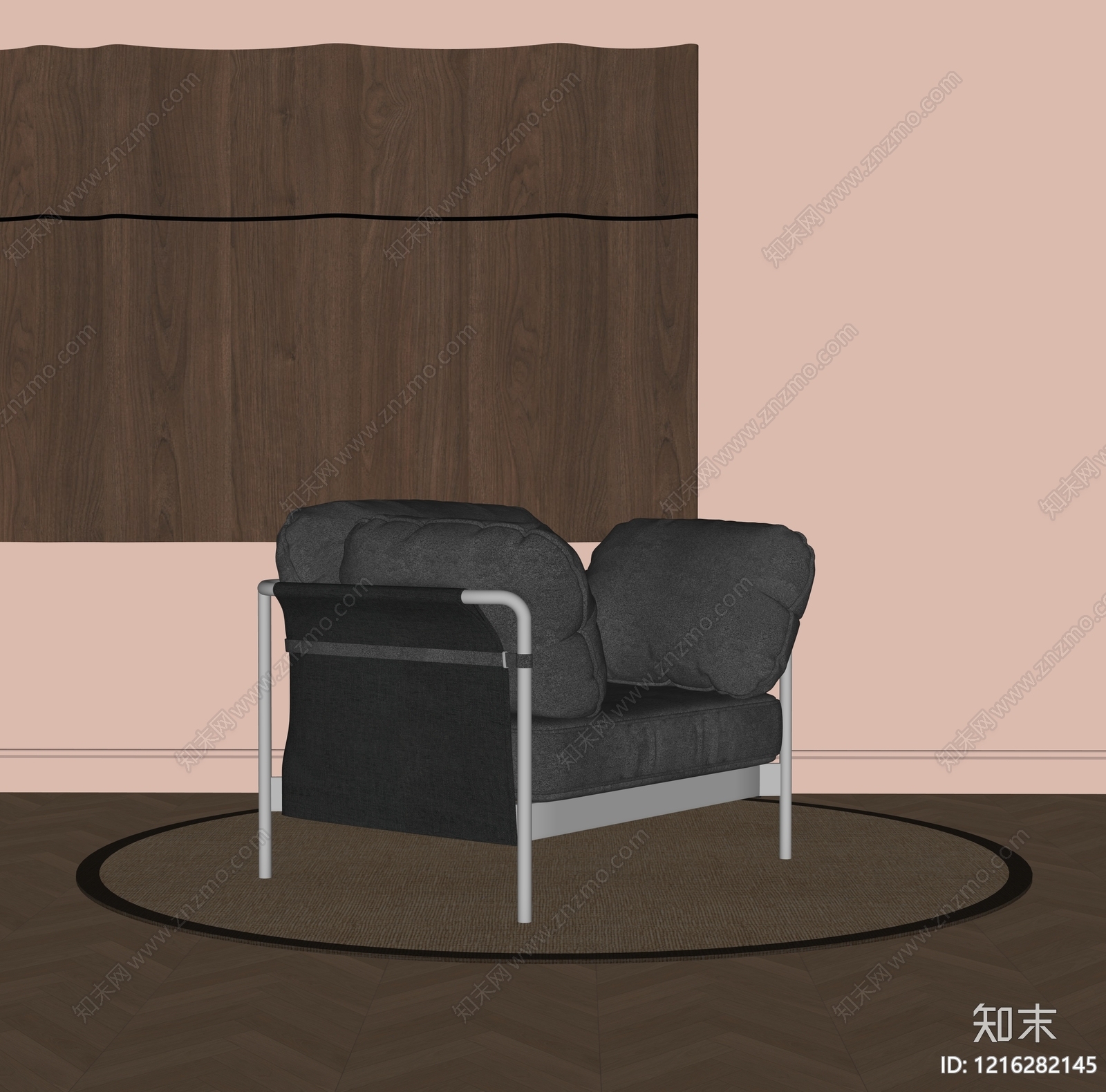 现代简约单人沙发SU模型下载【ID:1216282145】