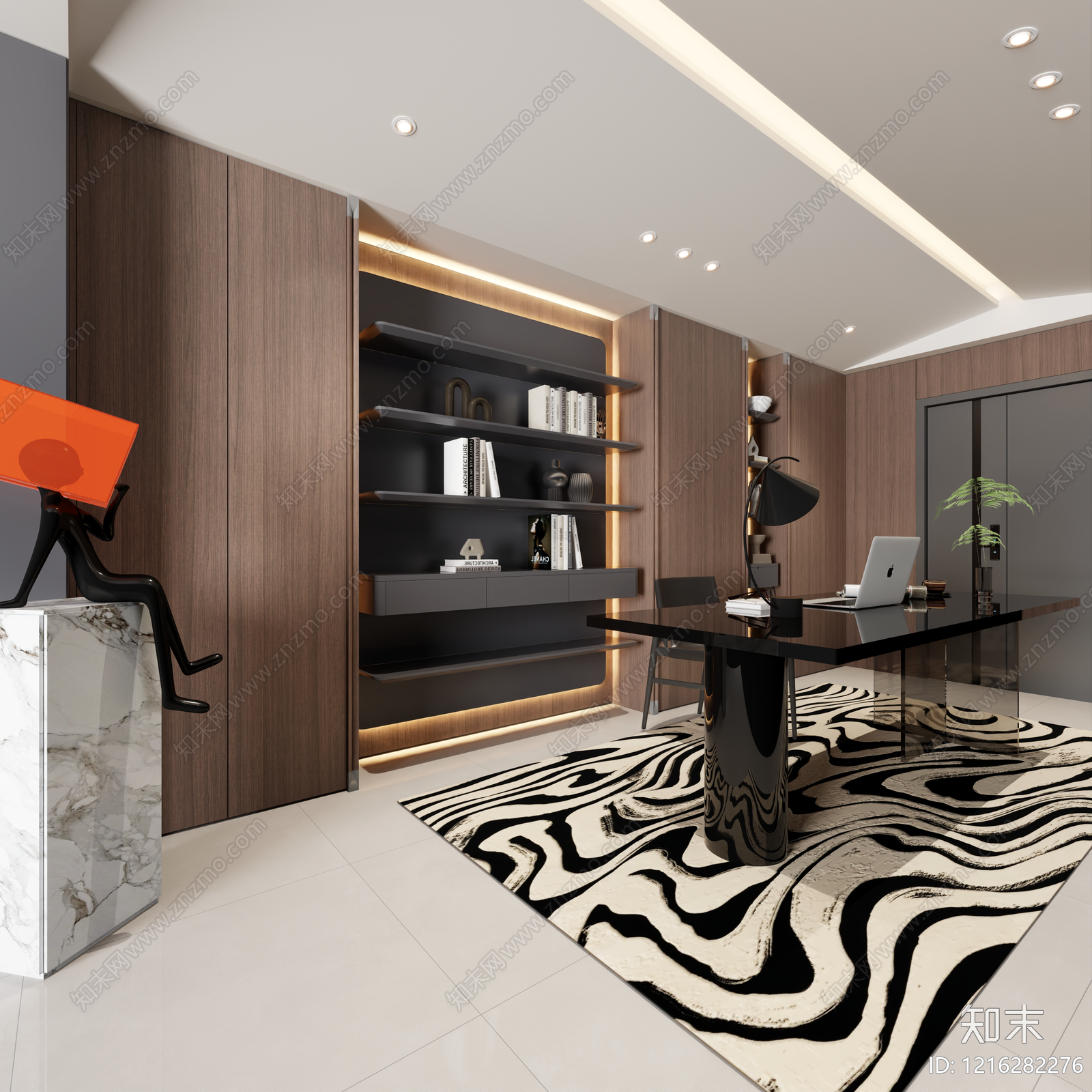现代极简书房3D模型下载【ID:1216282276】