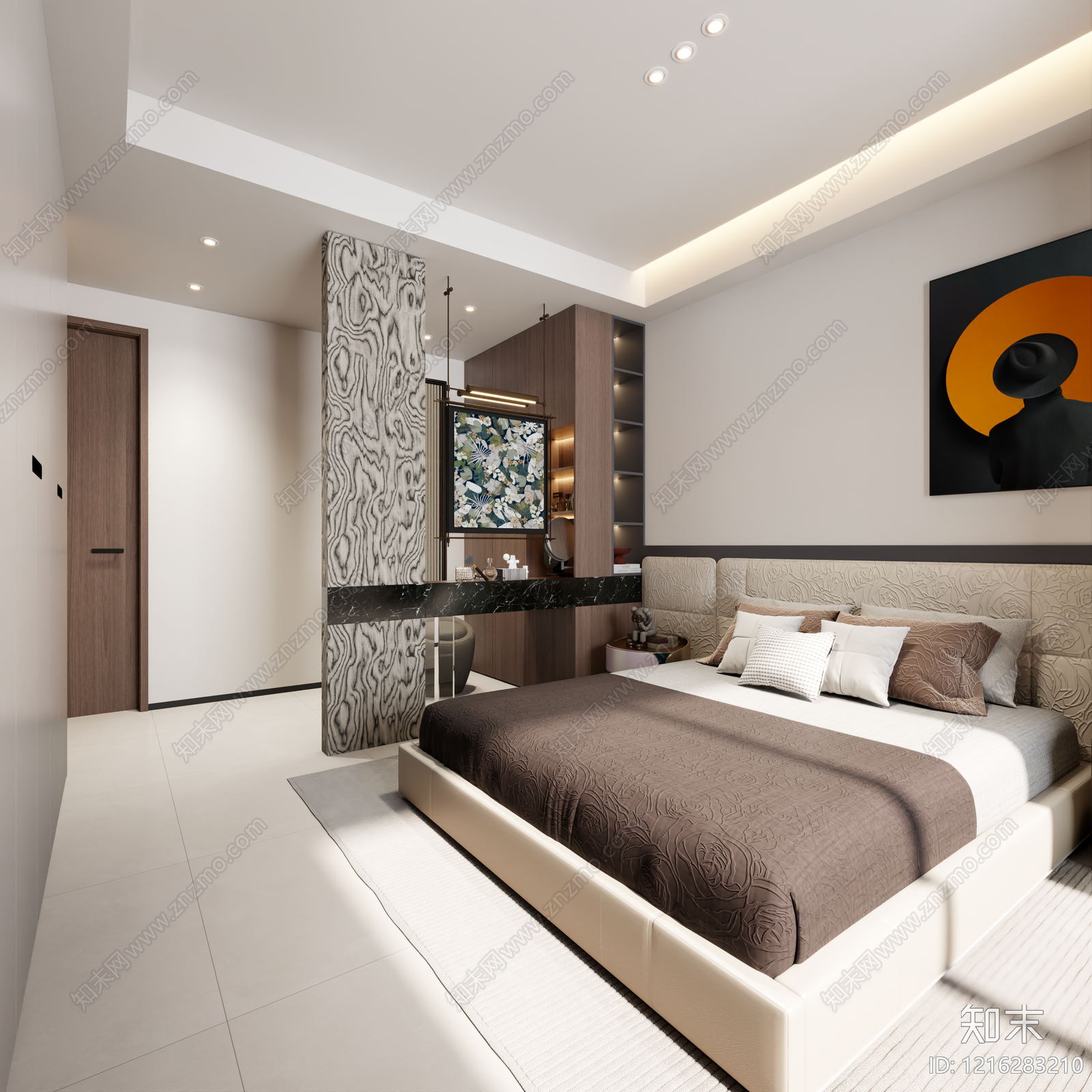现代轻奢主卧3D模型下载【ID:1216283210】