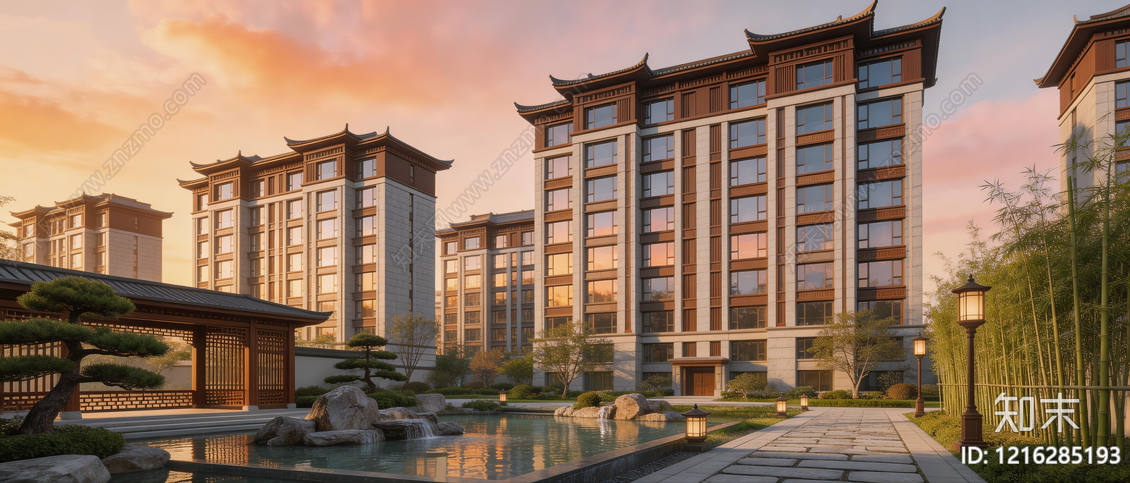 新中式小区HDR贴图下载【ID:1216285193】