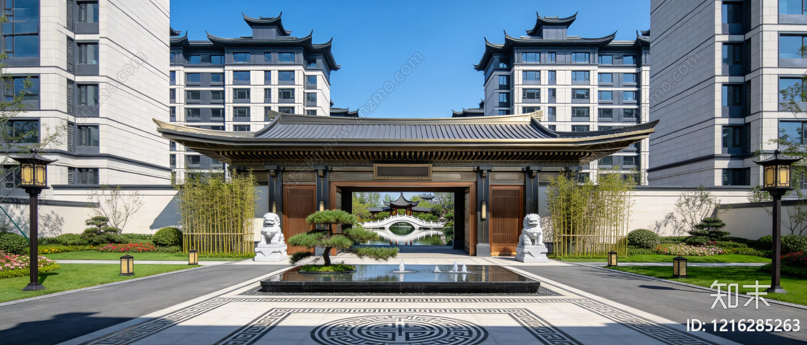 新中式小区HDR贴图下载【ID:1216285263】