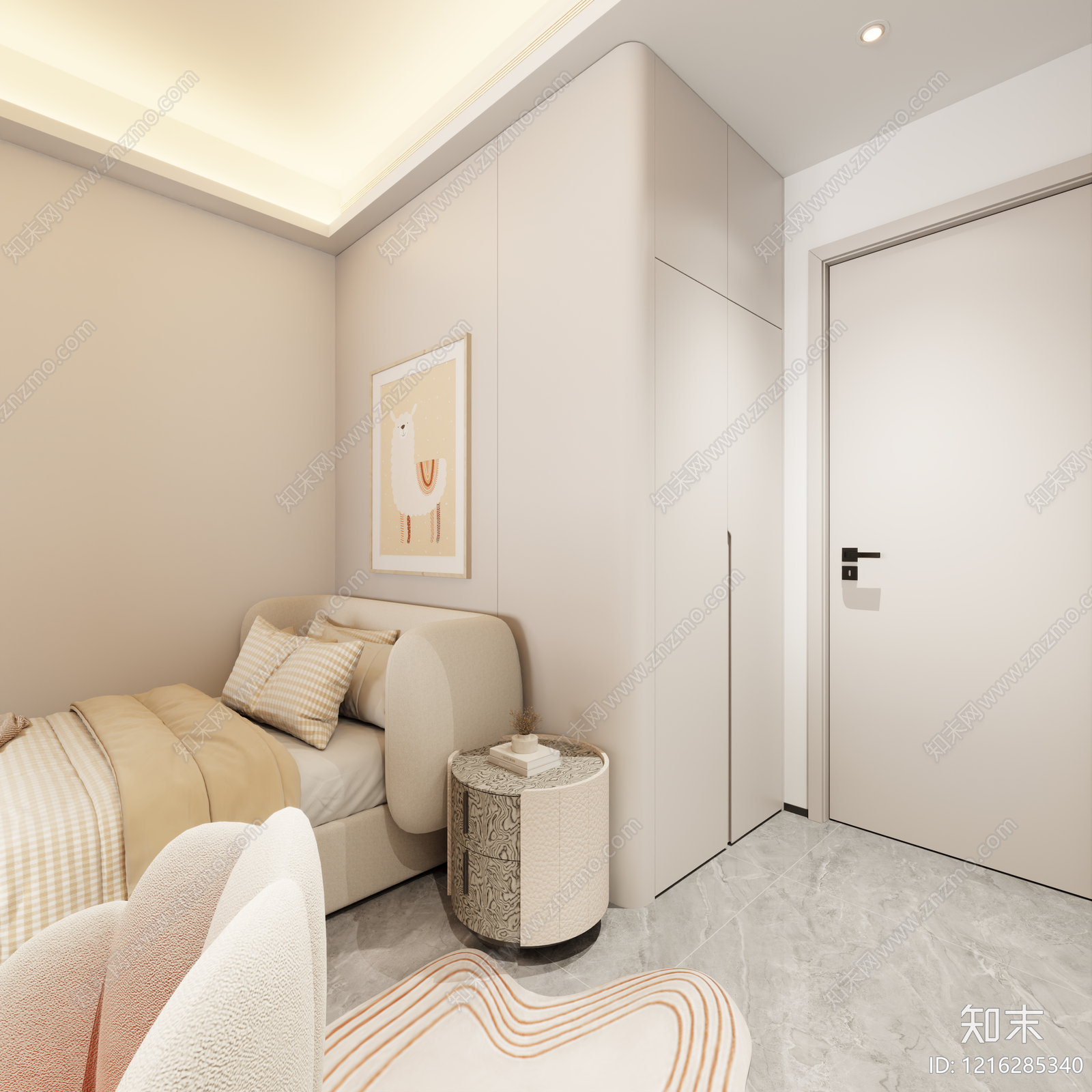 奶油风女孩房3D模型下载【ID:1216285340】
