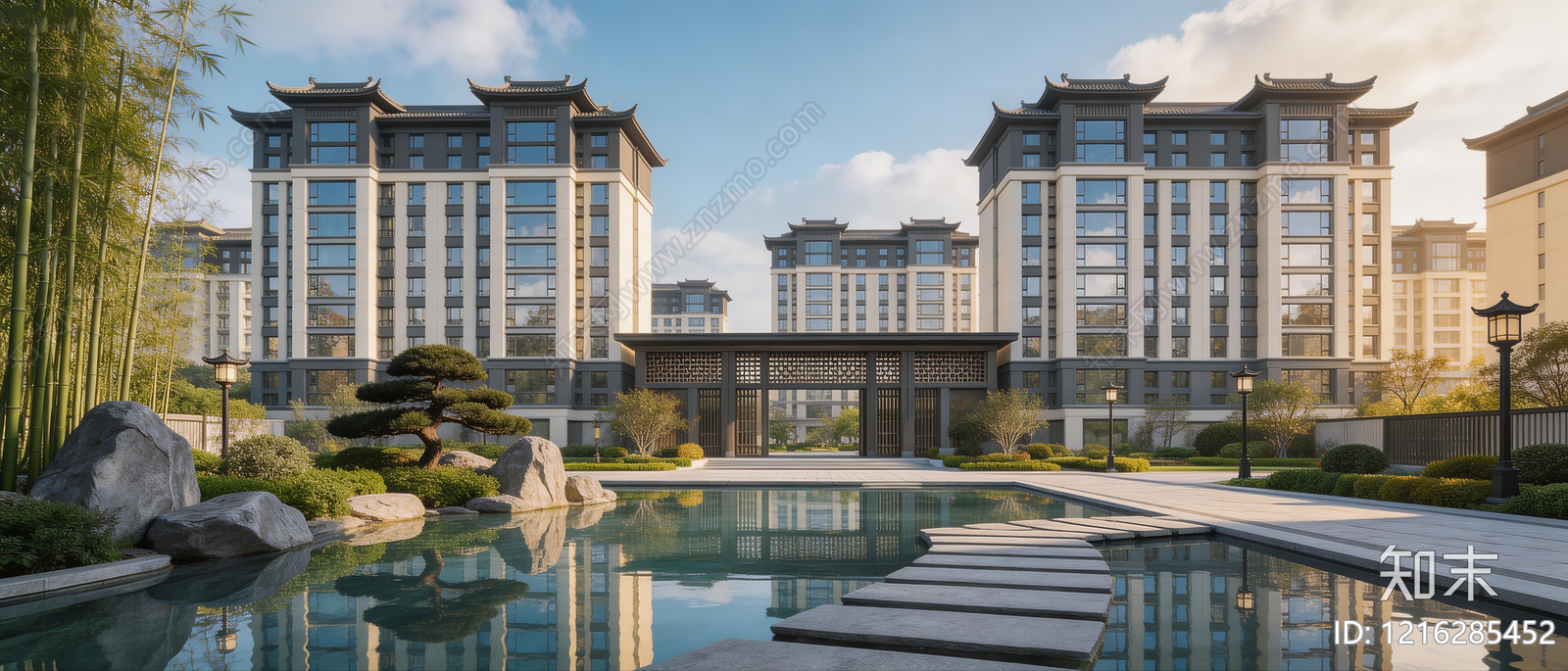 新中式小区HDR贴图下载【ID:1216285452】