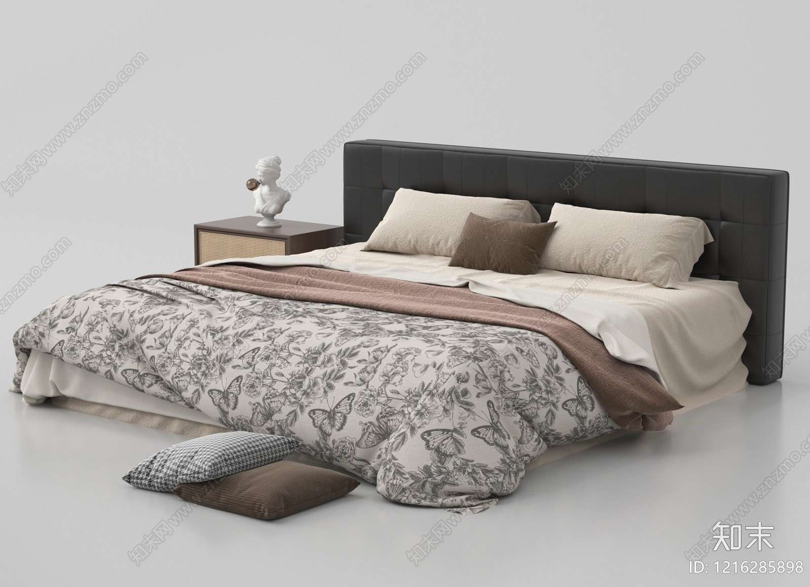 现代简约双人床3D模型下载【ID:1216285898】