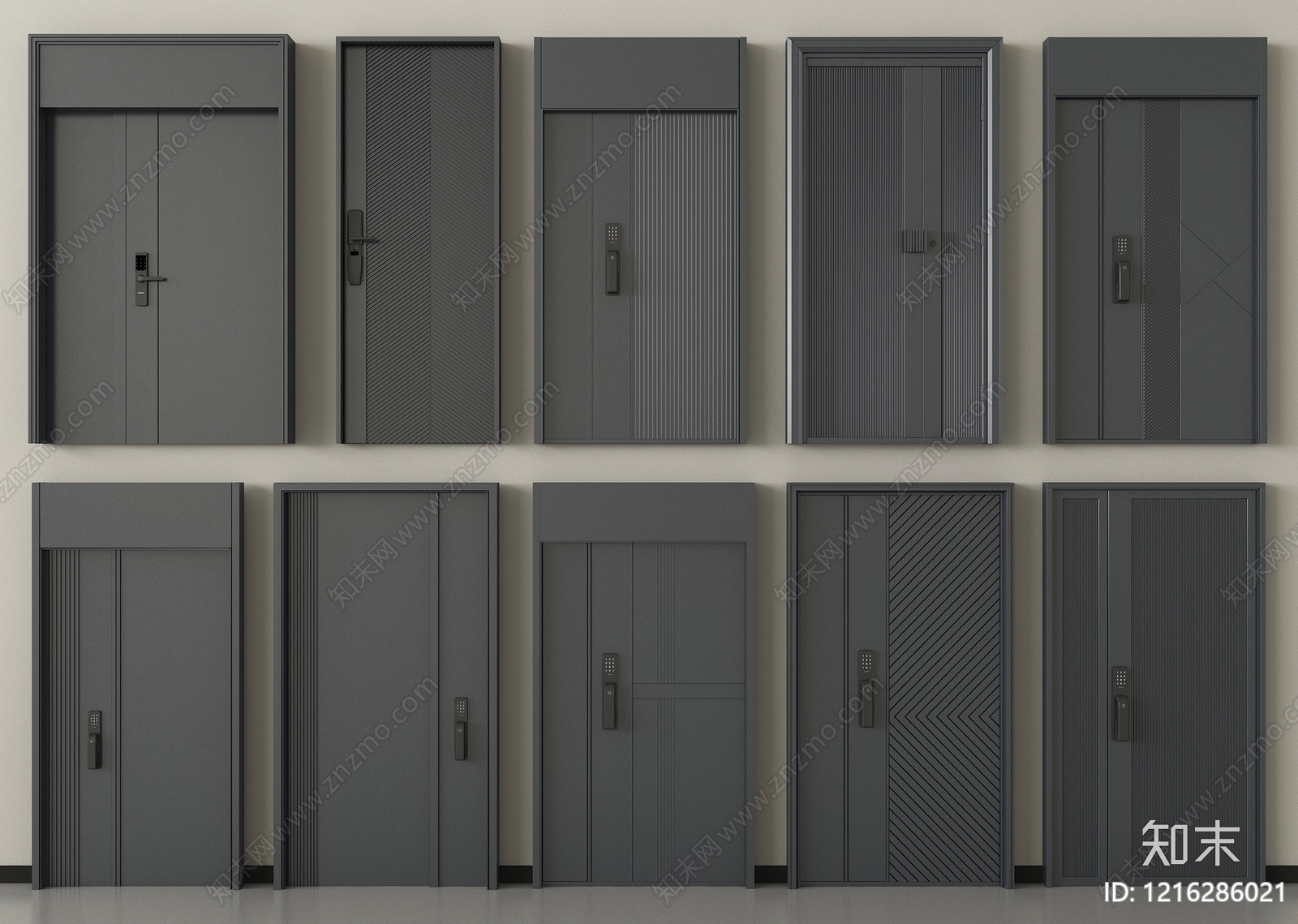 极简门组合3D模型下载【ID:1216286021】