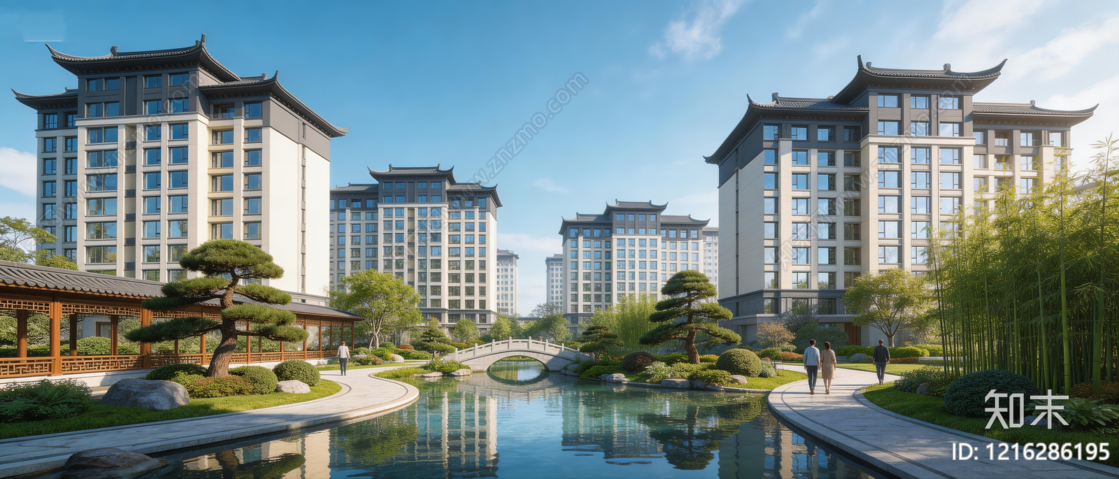 新中式小区HDR贴图下载【ID:1216286195】