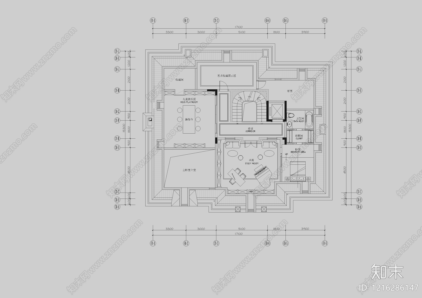 别墅cad施工图下载【ID:1216286147】