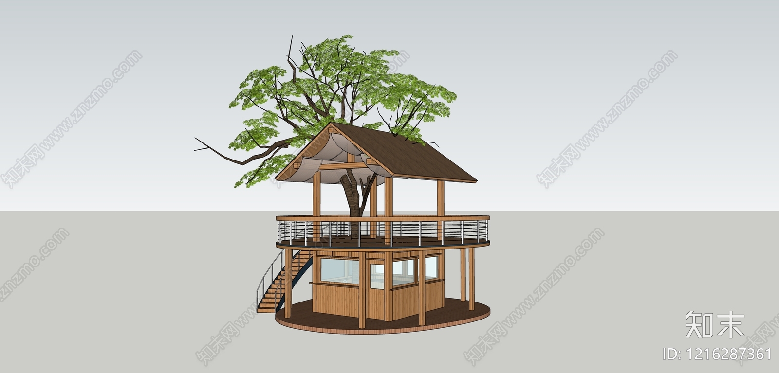 原木风树屋SU模型草图