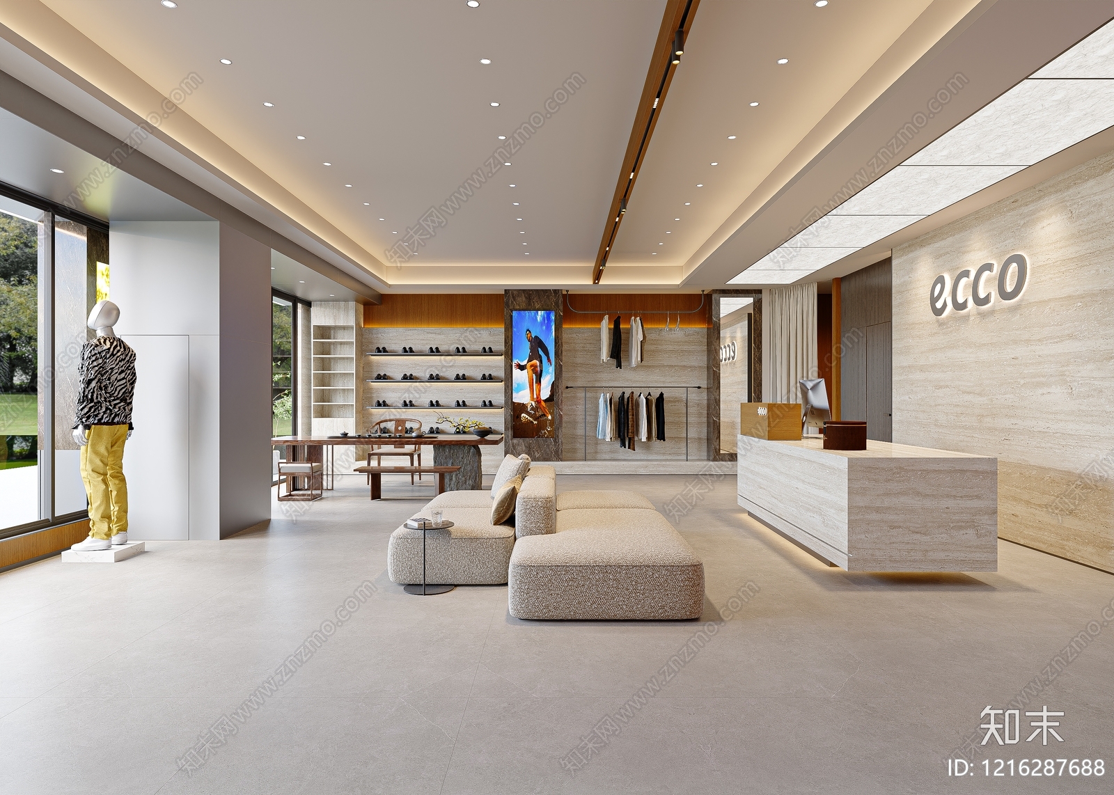 现代简约服装店3D模型下载【ID:1216287688】
