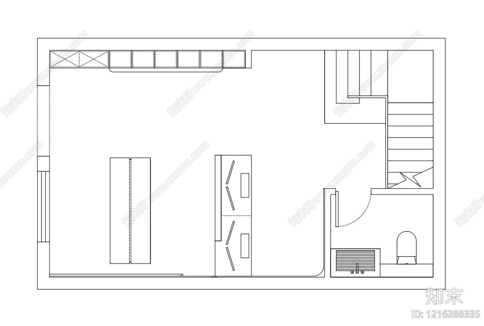 现代意式工作室cad施工图下载【ID:1216288335】
