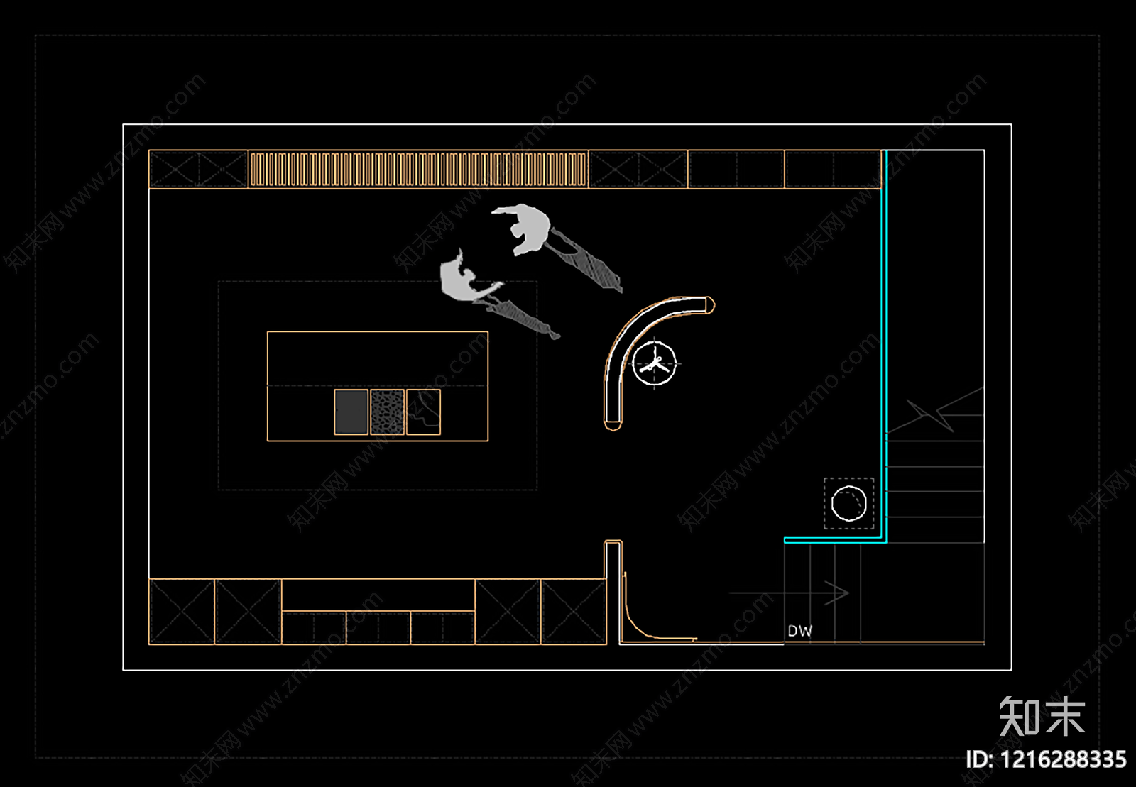 现代意式工作室cad施工图下载【ID:1216288335】