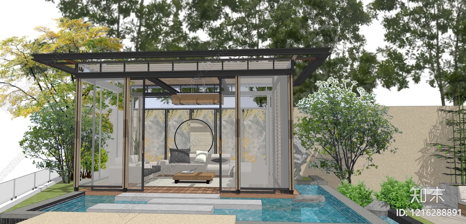 新中式亭子图库施工图下载【ID:1216288891】