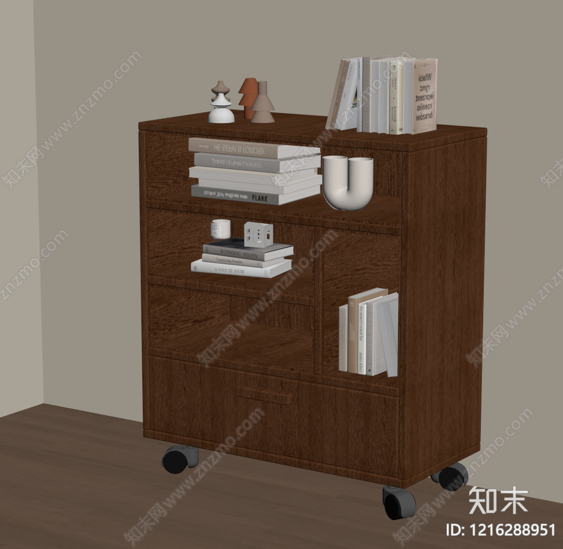 奶油风书架SU模型下载【ID:1216288951】