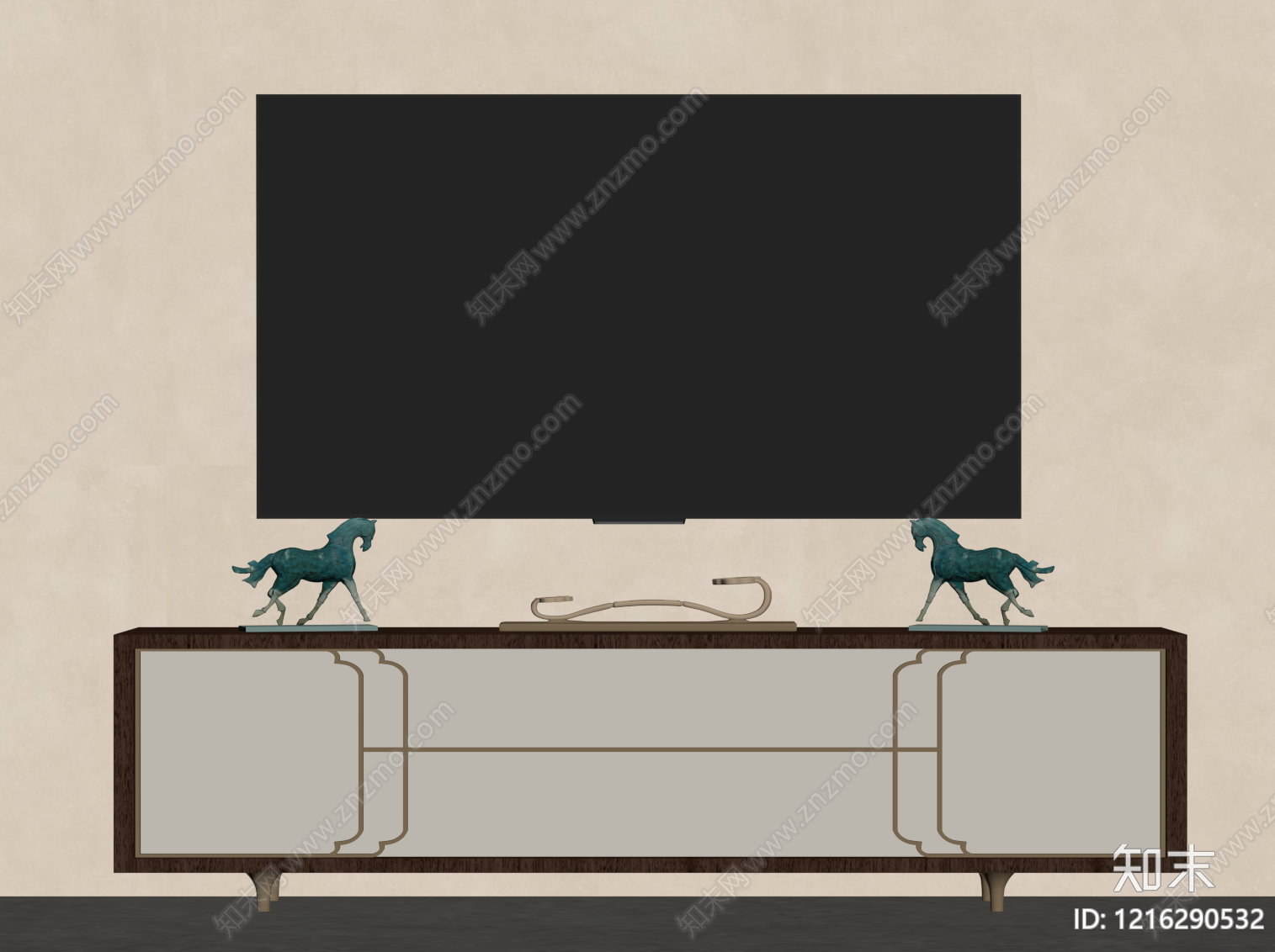 新中式电视柜SU模型下载【ID:1216290532】