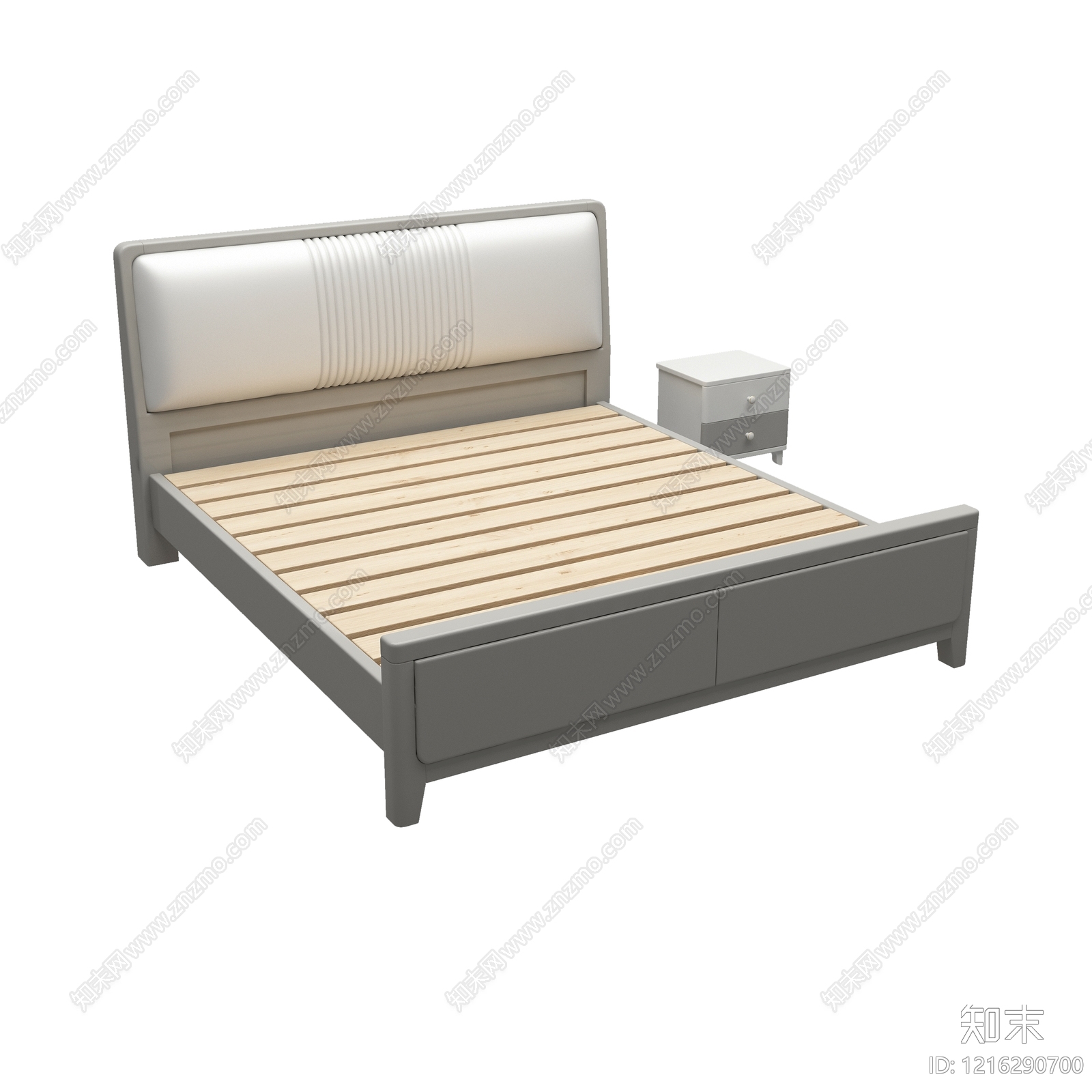 现代简约双人床3D模型下载【ID:1216290700】