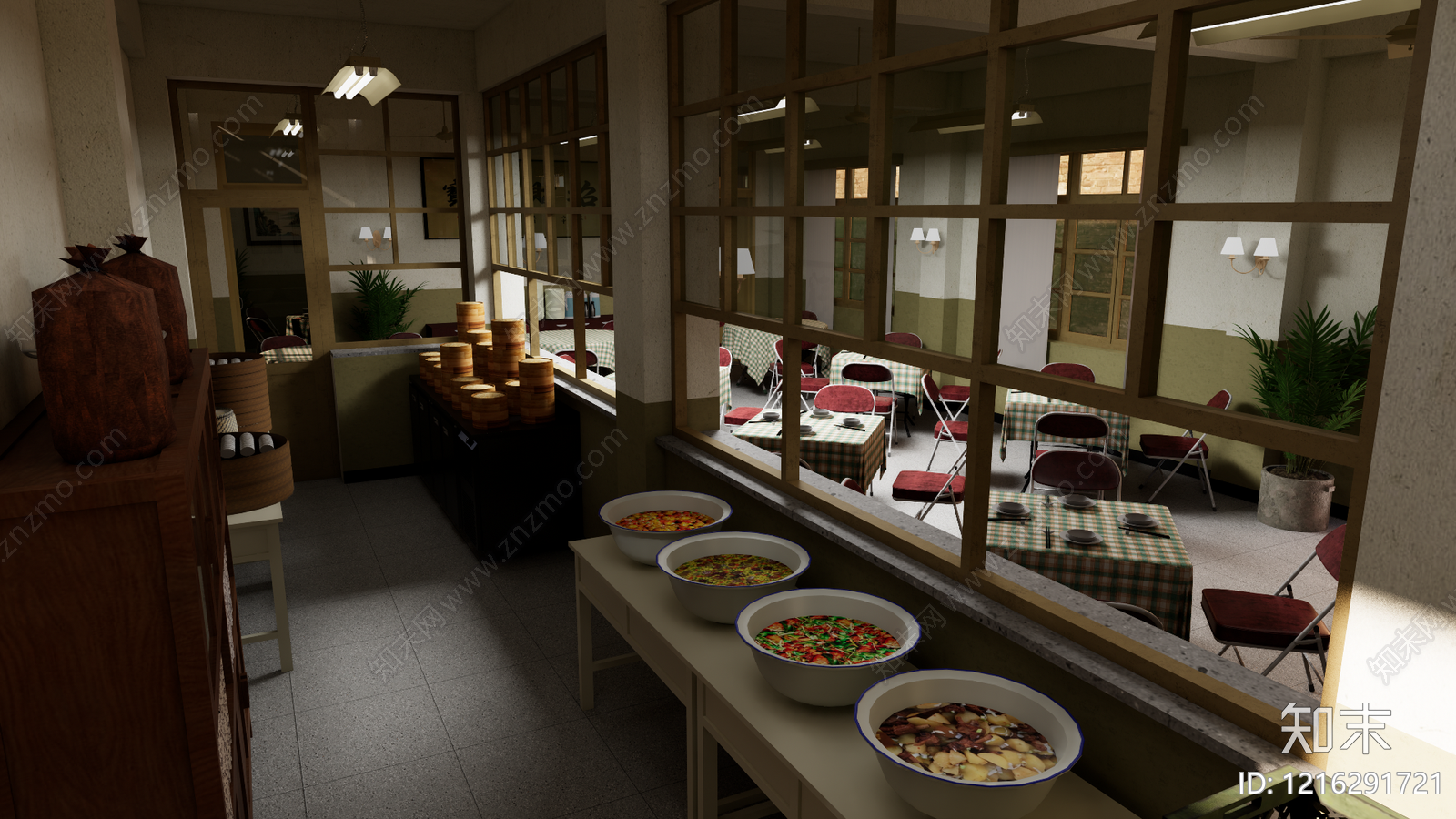 复古中餐厅SU模型下载【ID:1216291721】