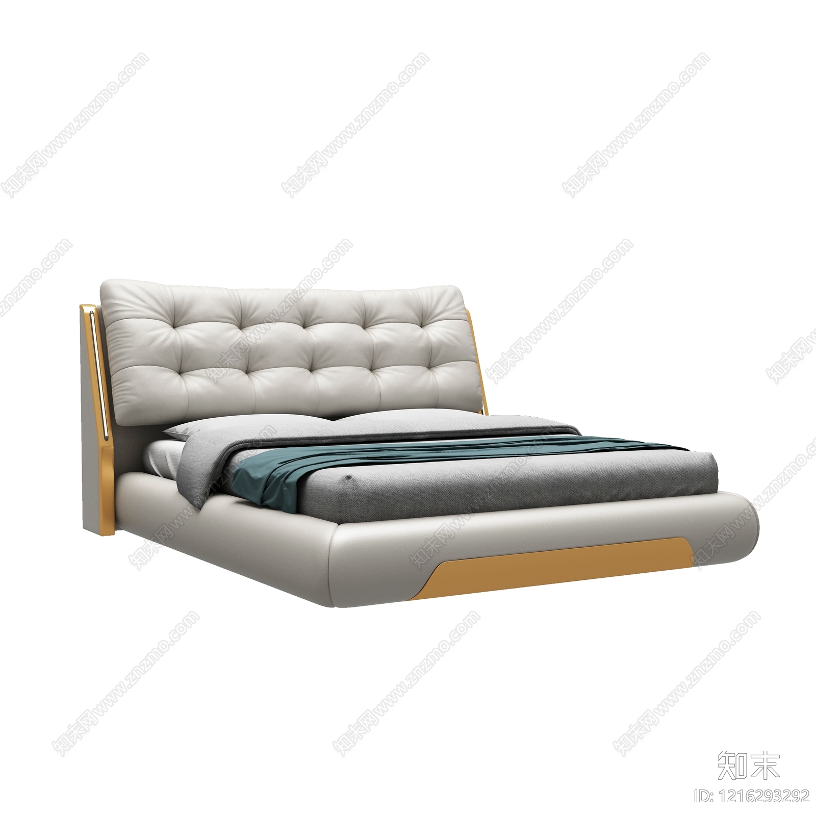 意式轻奢双人床3D模型下载【ID:1216293292】