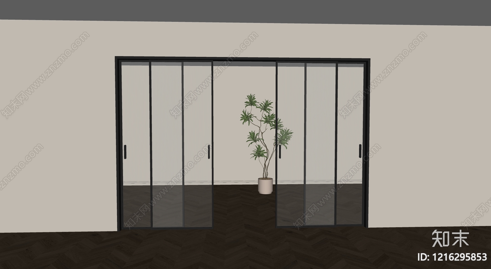 现代推拉门SU模型下载【ID:1216295853】