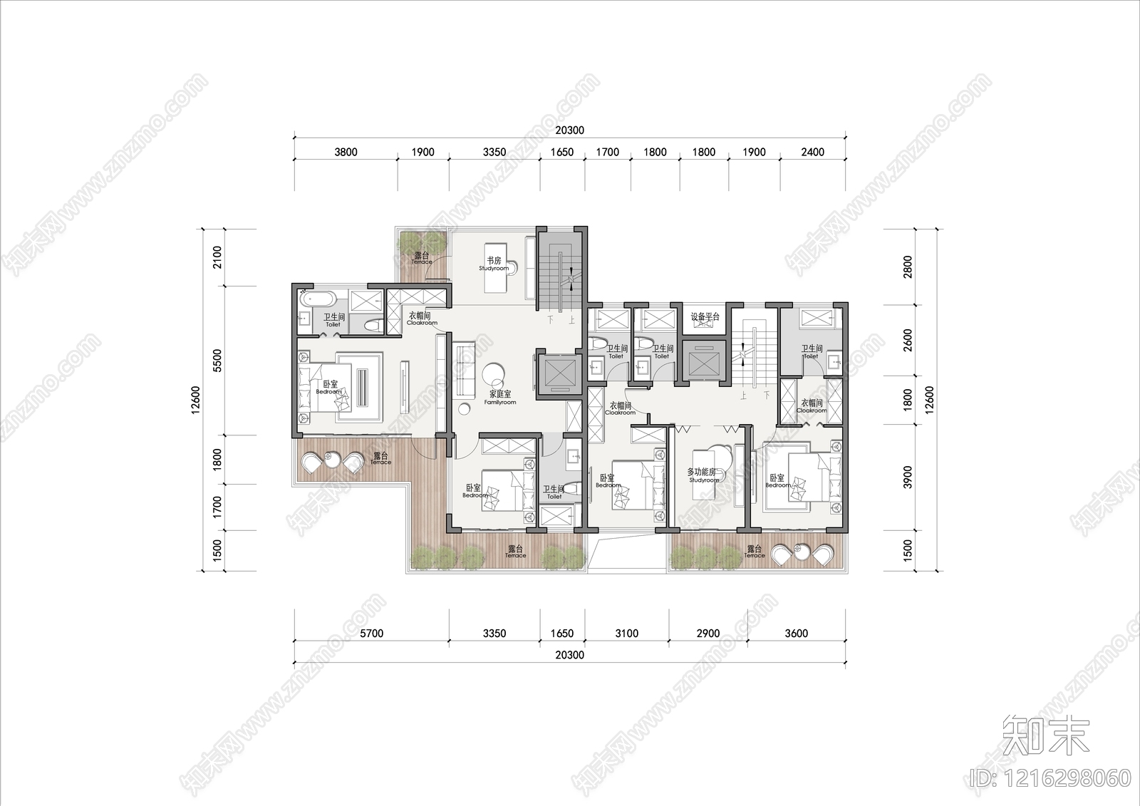 现代别墅建筑cad施工图下载【ID:1216298060】
