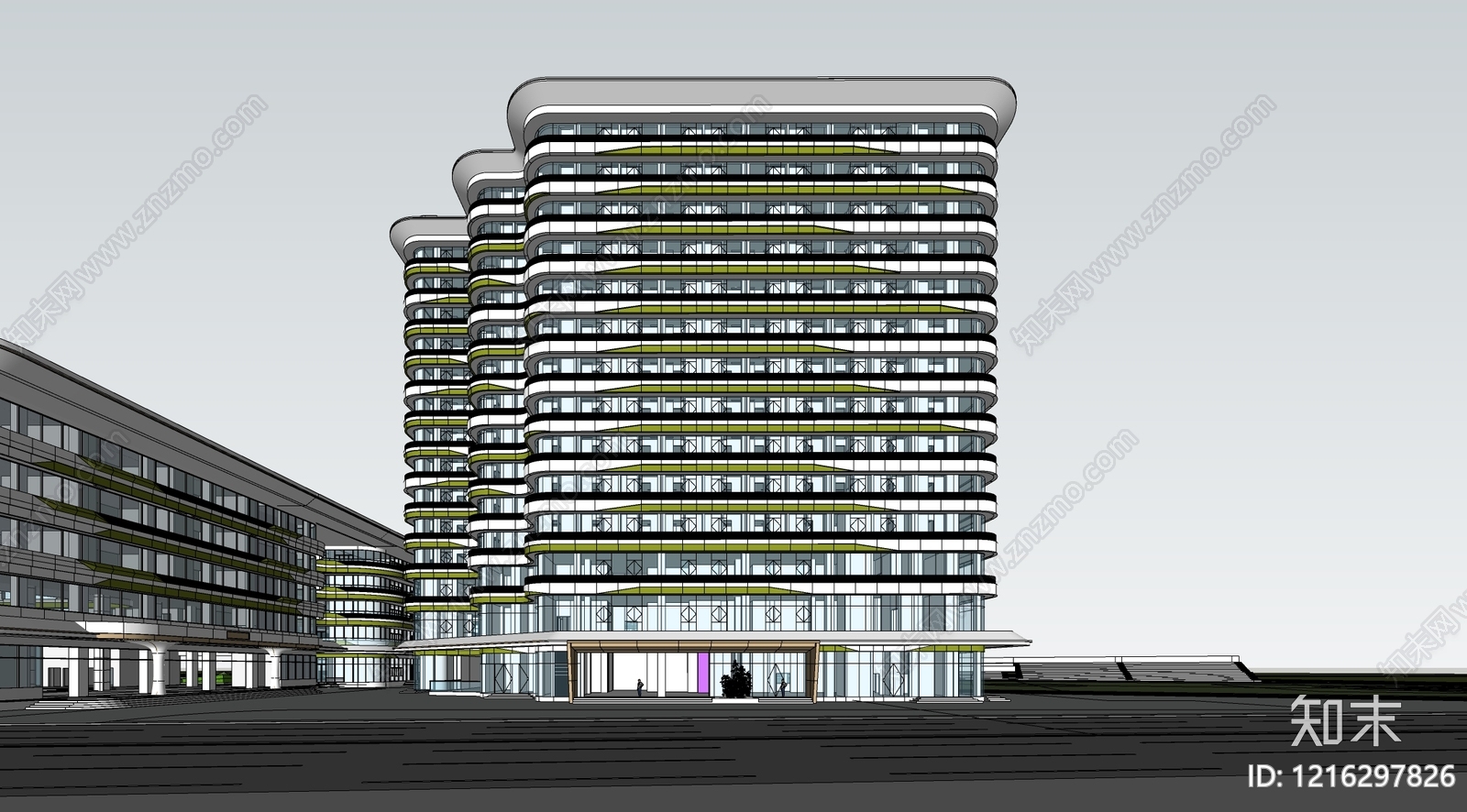 现代主义学校建筑SU模型下载【ID:1216297826】