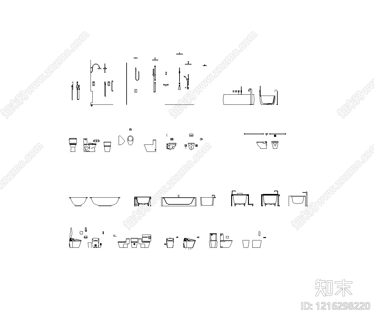 现代,简约卫浴设施CAD图纸