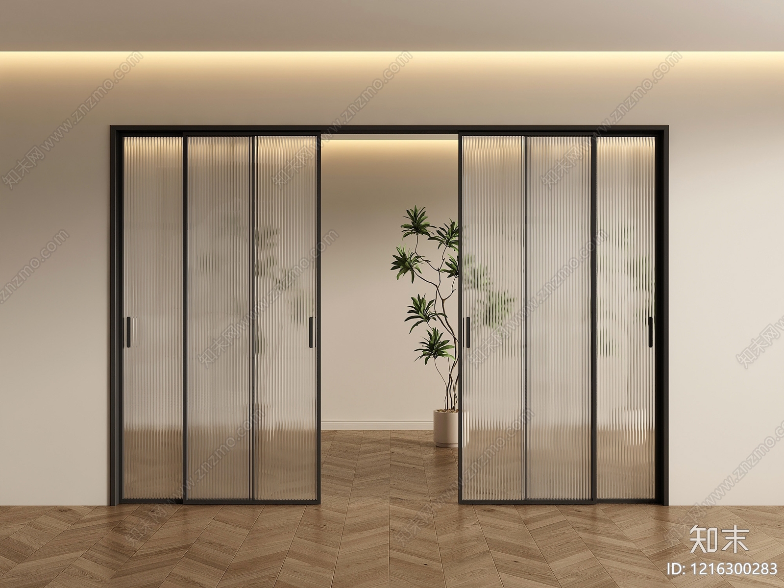现代简约推拉门3D模型下载【ID:1216300283】
