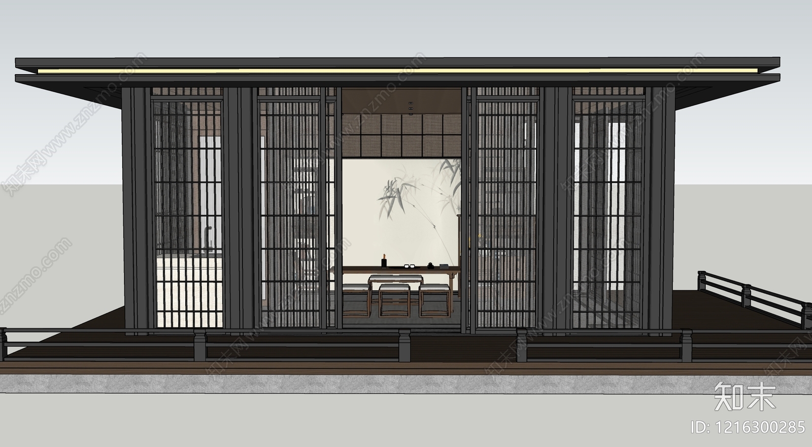 新中式景观亭SU模型下载【ID:1216300285】