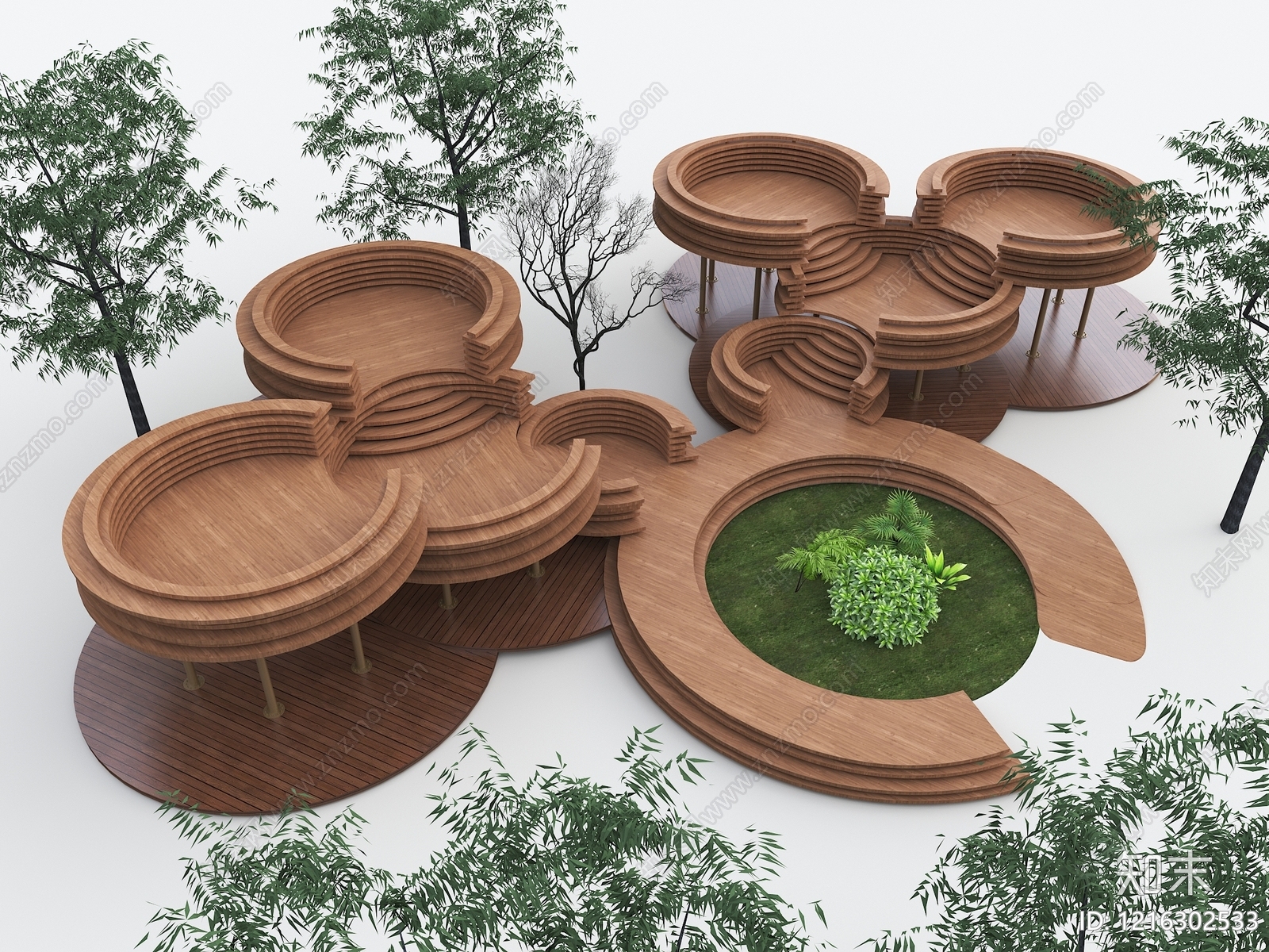原木风其他景观构筑3D模型下载【ID:1216302533】