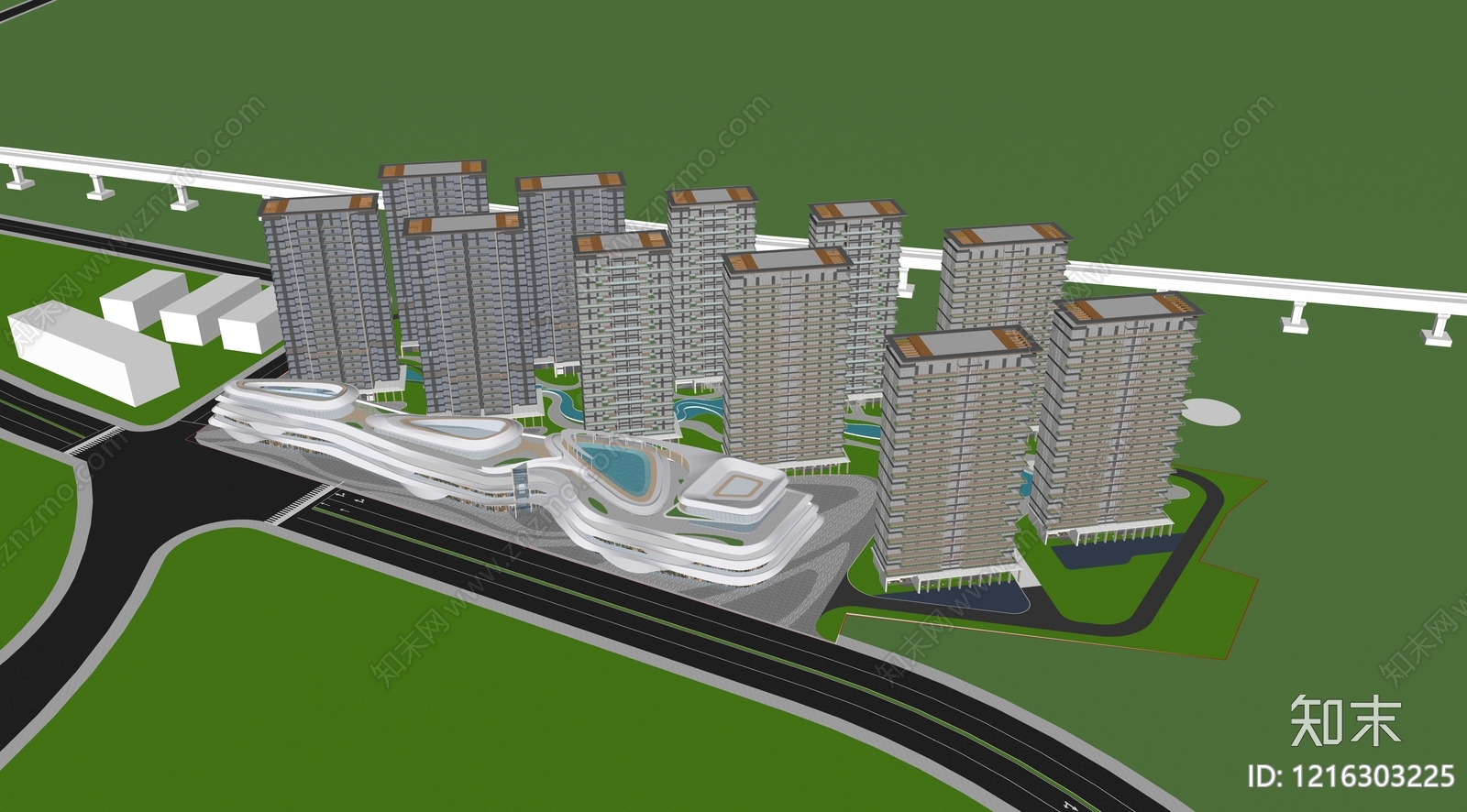 现代主义商业建筑SU模型下载【ID:1216303225】