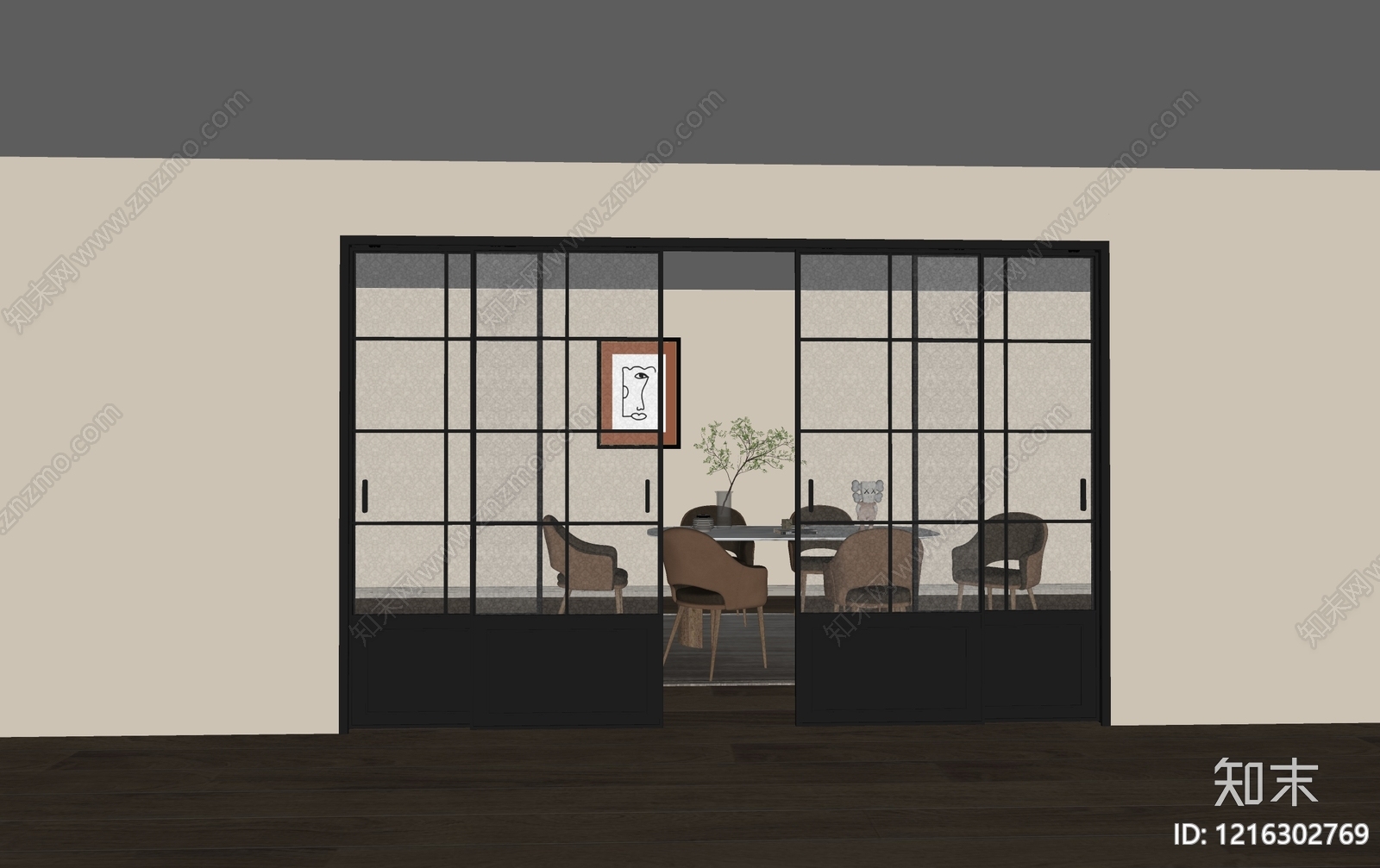 法式推拉门SU模型下载【ID:1216302769】
