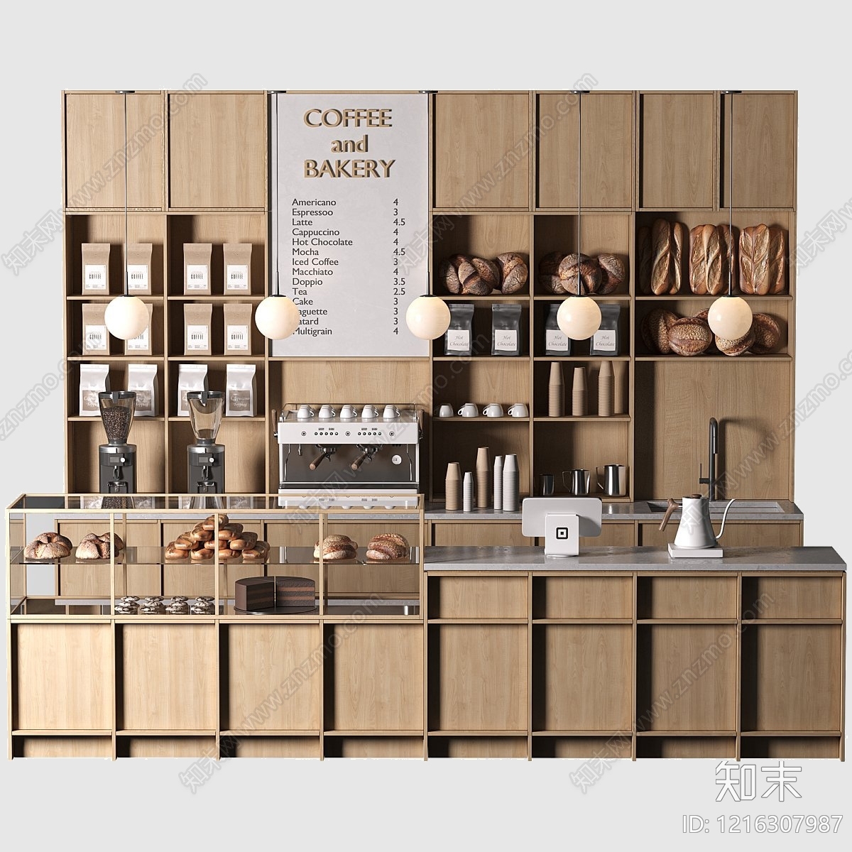 原木风甜品面包店3D模型下载【ID:1216307987】