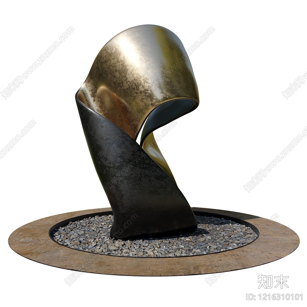 现代抽象雕塑风格雕塑摆件3D模型渲染效果图
