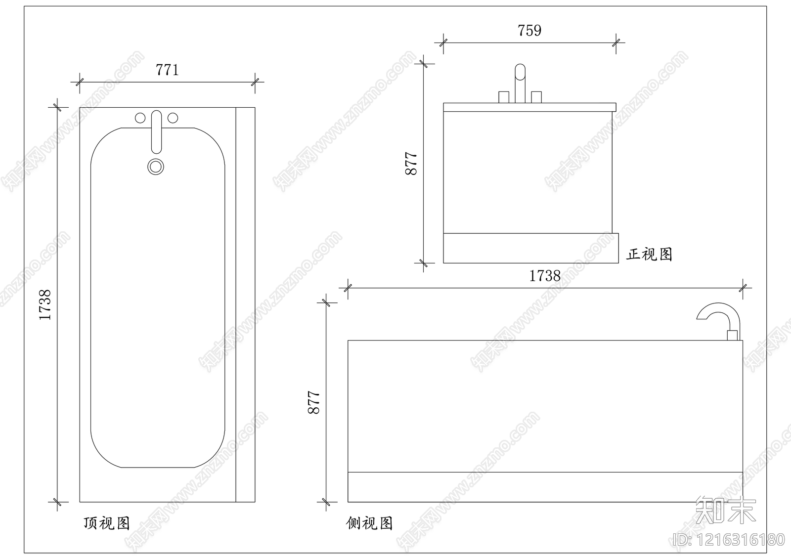 现代卫浴设施施工图下载【ID:1216316180】