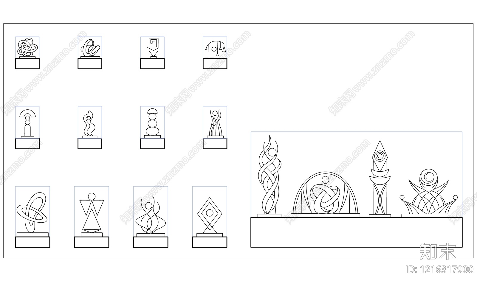 现代综合软装摆件图库施工图下载【ID:1216317900】