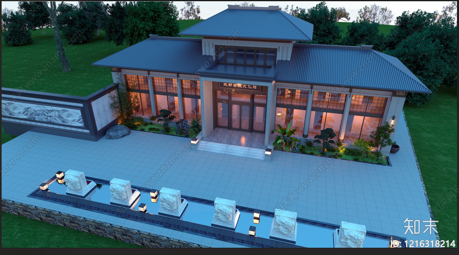 中式新中式其他文化空间施工图下载【ID:1216318214】