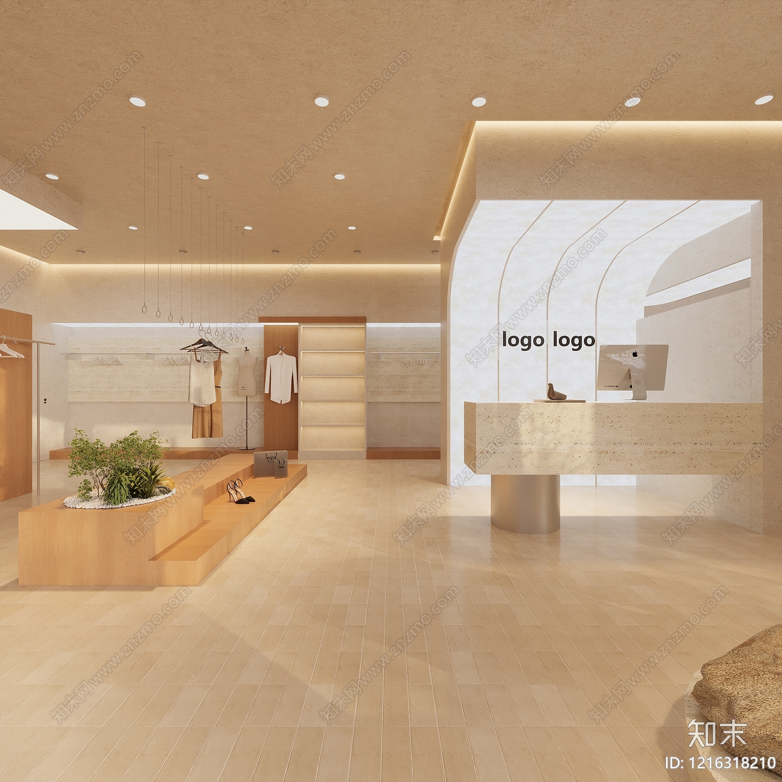 奶油风服装店3D模型下载【ID:1216318210】