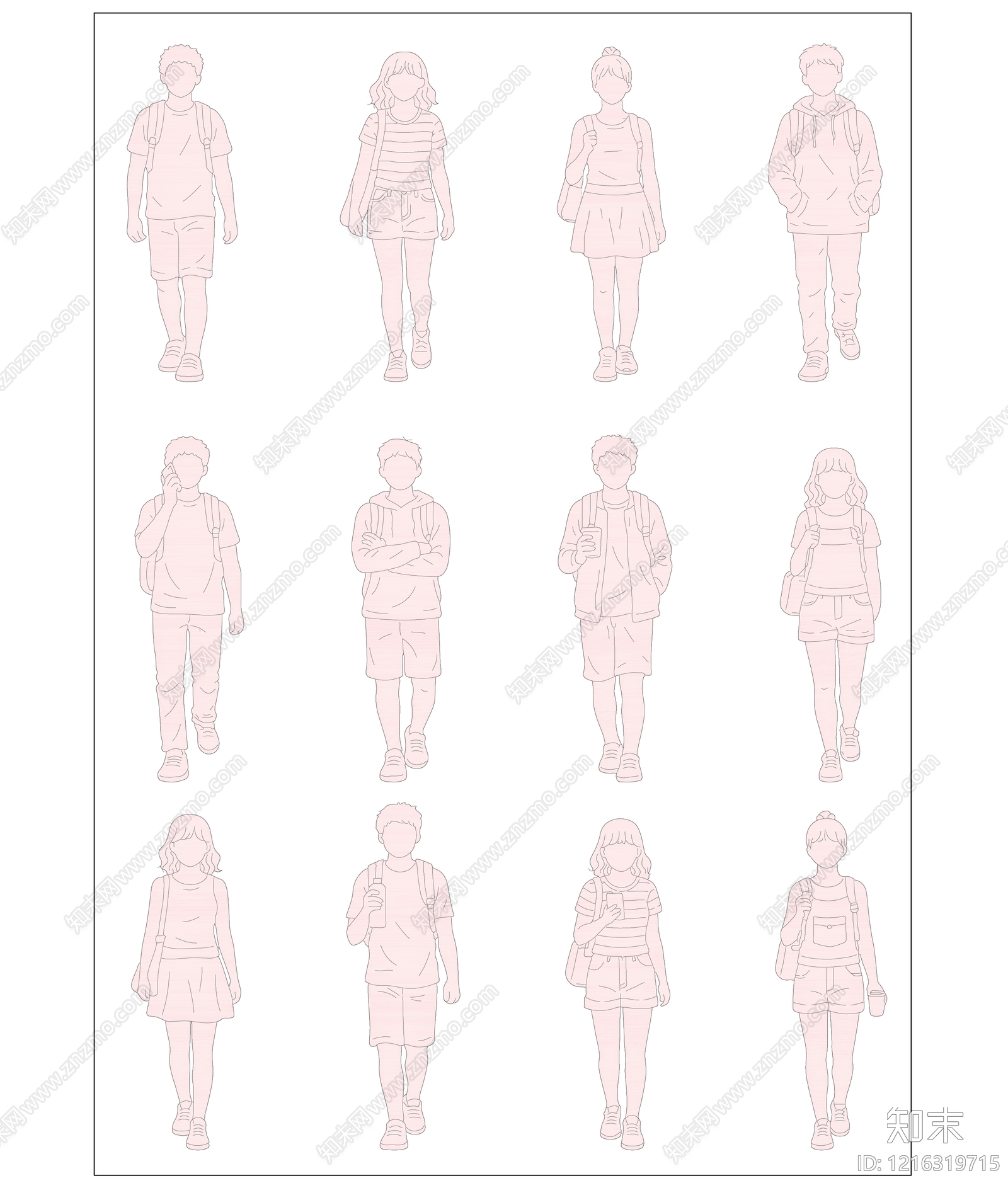 人物剪影库cad施工图下载【ID:1216319715】