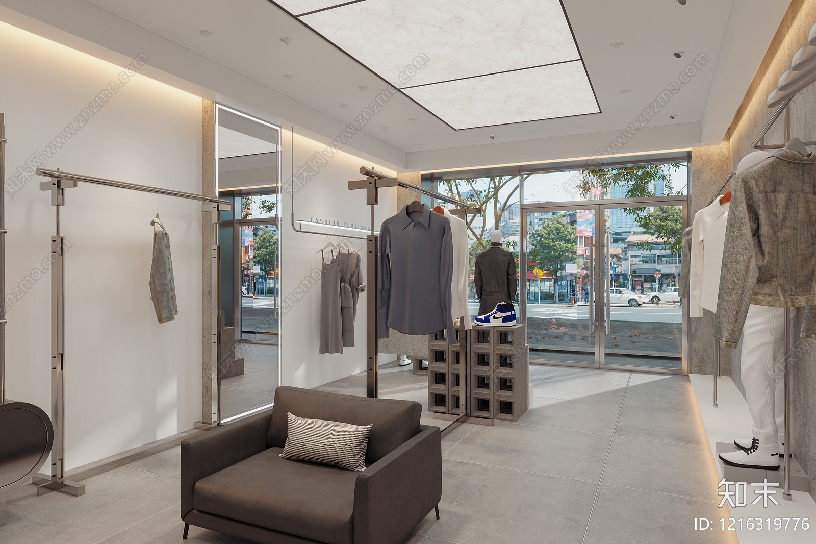 现代简约服装店3D模型下载【ID:1216319776】