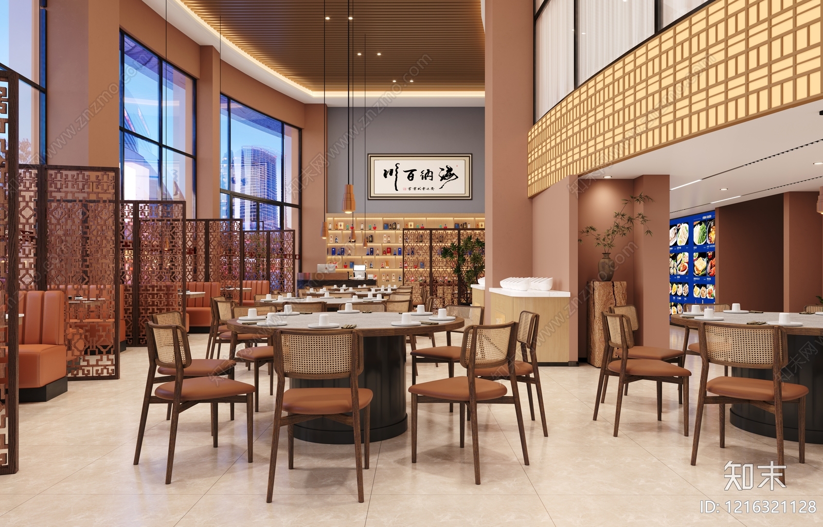 新中式中餐厅3D模型下载【ID:1216321128】