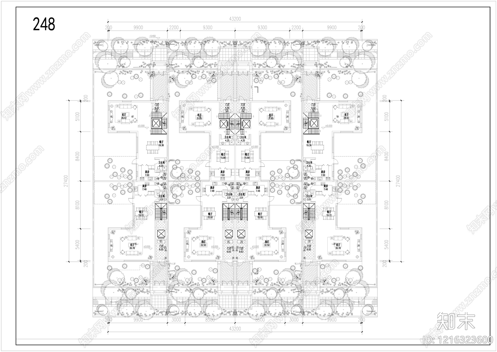 新中式别墅建筑施工图下载【ID:1216323600】