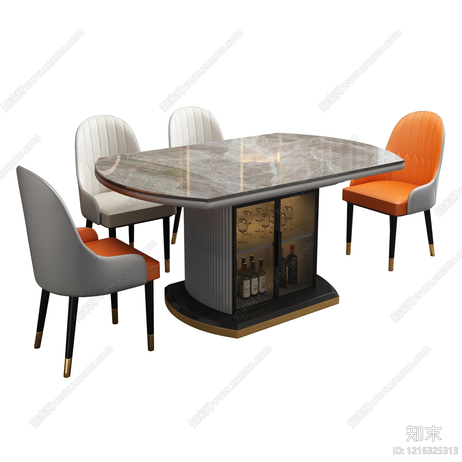 现代轻奢餐桌3D模型下载【ID:1216325313】