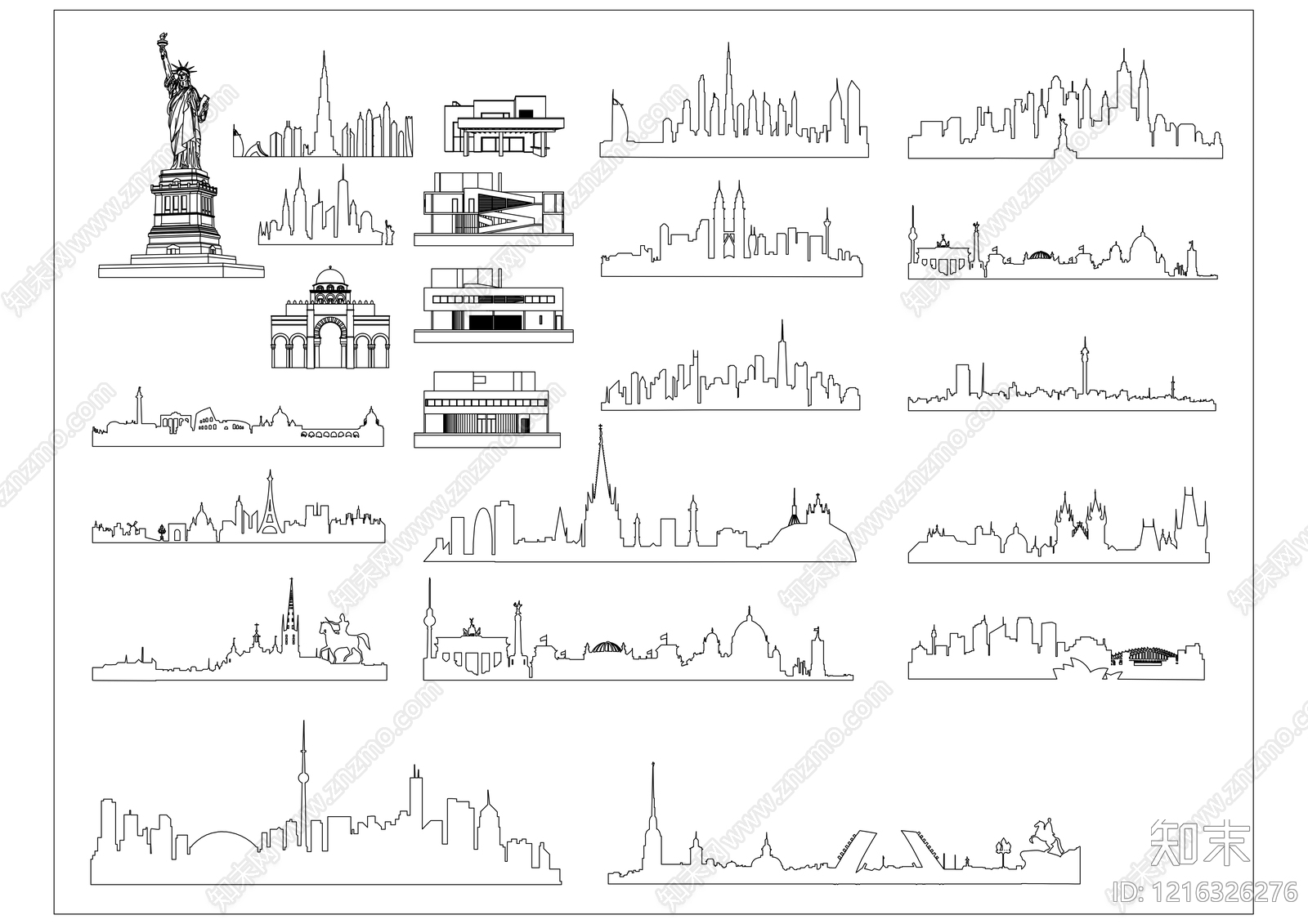 现代剪影图库施工图下载【ID:1216326276】