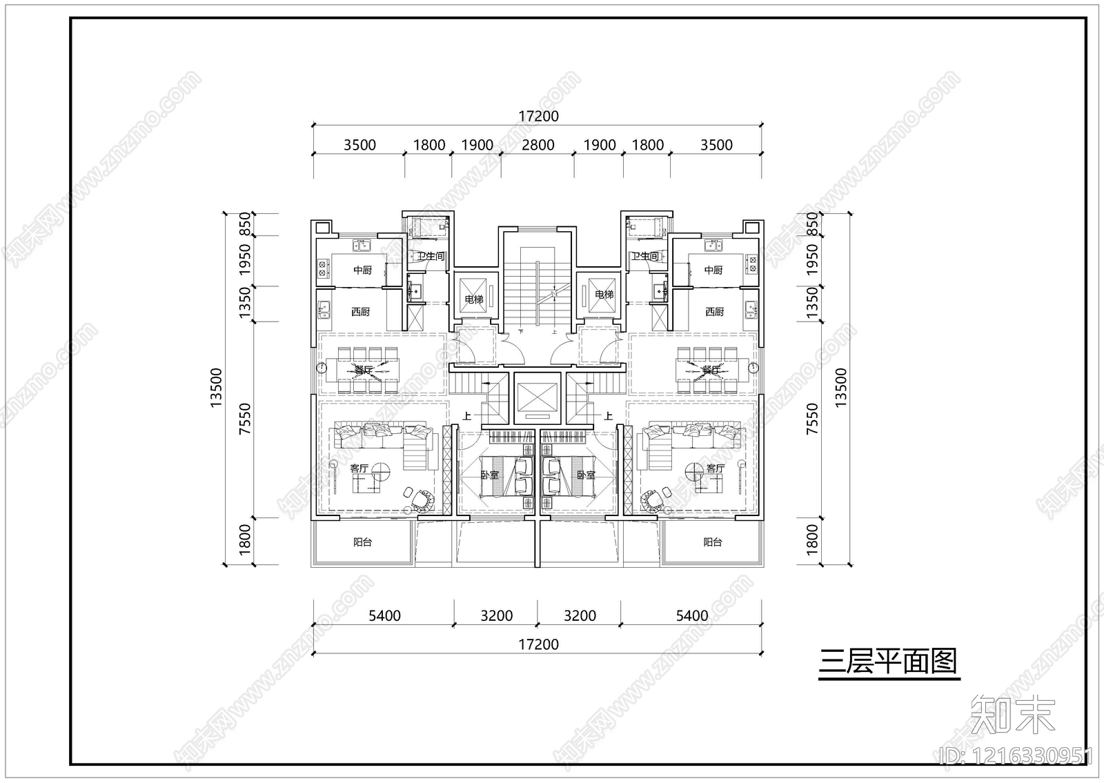 现代别墅建筑cad施工图下载【ID:1216330951】