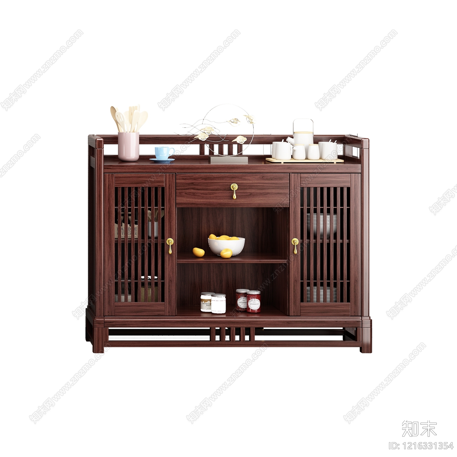 新中式餐边柜3D模型下载【ID:1216331354】