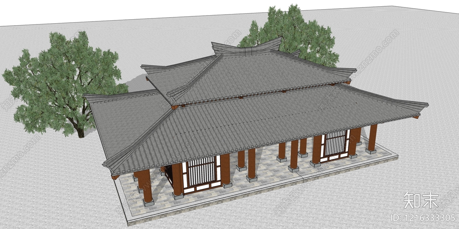 中式古建筑SU模型下载【ID:1216333305】