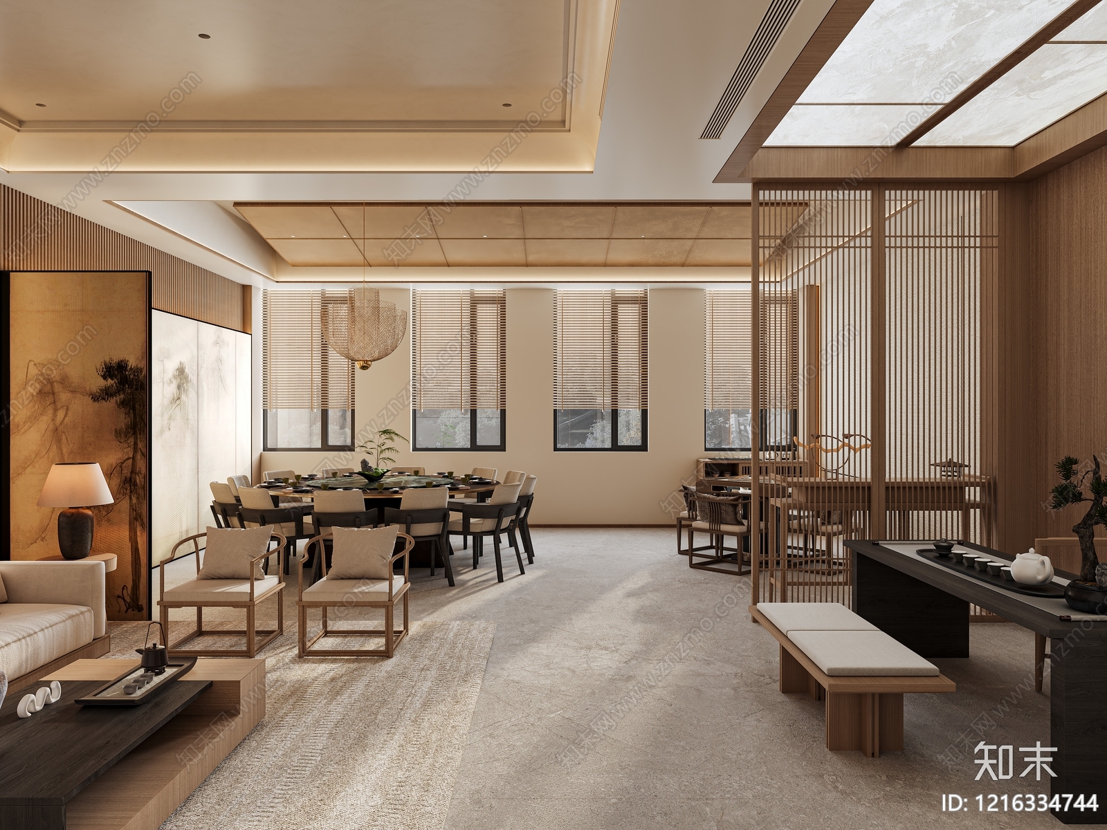 新中式包厢3D模型下载【ID:1216334744】
